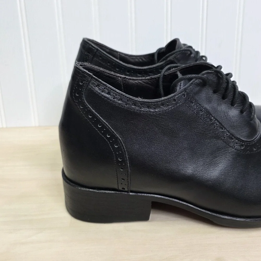 Dons Handmade Men's Elevator Shoes Cap Toe Black Leather Size 10 12